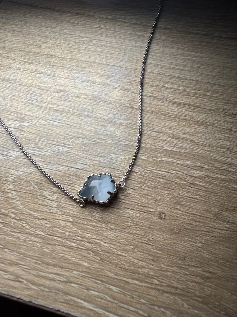 Kendra Scott Silver Chain Necklace with Pale Gray Stone